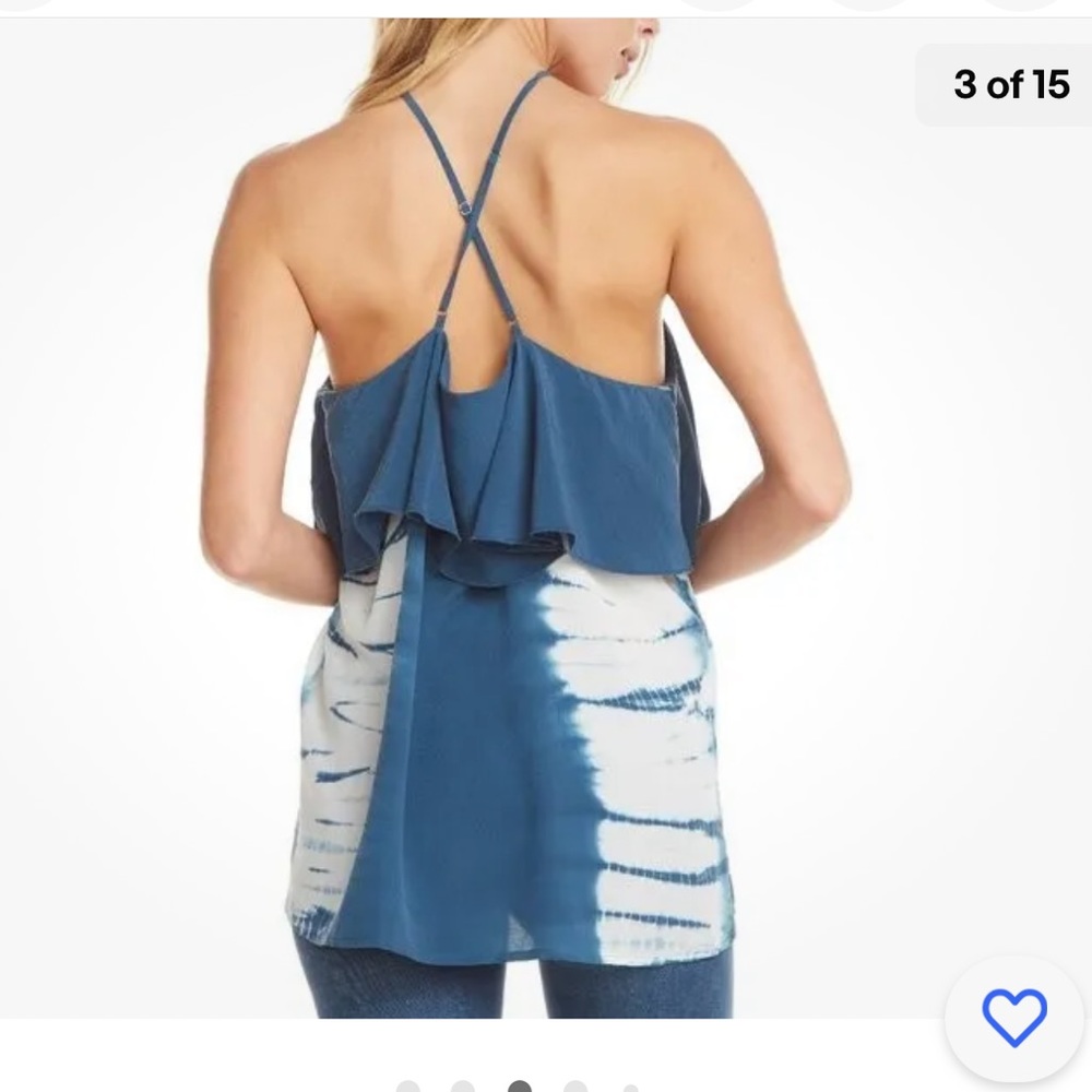 Chaser-NWT silk ruffle halter cross back cami